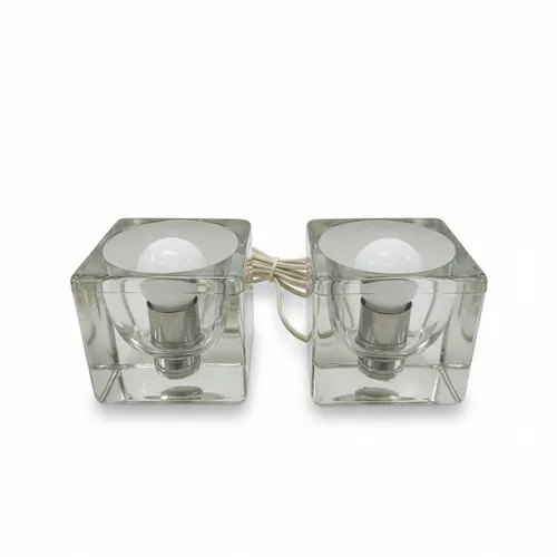 Acquistato da beep: Vintage Anni 70 Coppia Lampade Cubo Vetro Massiccio | Design Italiano
